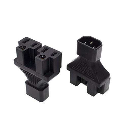 Image of Toptekits IEC320 C14 to 2 x Nema 5-15R Power Adapter Y Splitter Travel Plug Adapter, C14 to 2 x US 3 Prong Female Socket Y Split Power Converter Electrical Adapter,IEC Splitter