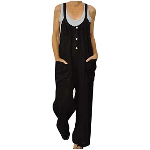 Jumpsuits Womens Baggy Overalls,Lulupi Casual Cotton Dungarees Ladies Suitable for Family Leisure Summer Travel Friends Gathering Black Cover