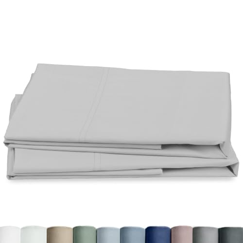 King Size Pillowcase Egyptian Cotton Set of 2, Sateen Weave, Soft and Breathable Light Grey Pillow Cases Set of 2 to fit King Size Pillows - Light Grey