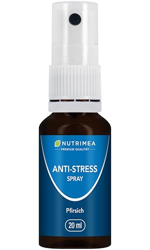 Anti-Stress Spray mit Sofort-Effekt - Gegen Innere Unruhe und Anspannung - Mit Mohnblume + Melisse für die Nerven, 20 ml - Pfirsichgeschmack - Nutrimea