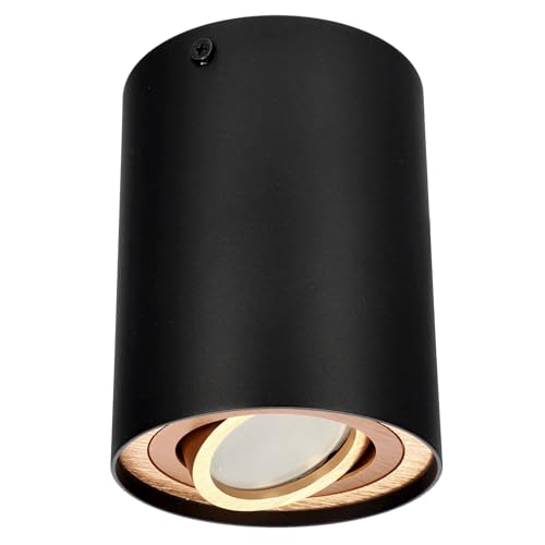 EDO SKAND 1 Adjustable Round Black and Gold Ceiling Spotlight with GU10 Socket Aluminium Ceiling Light Diameter 95 x 125 mm for Living Room, Kitchen, Corridor, Office