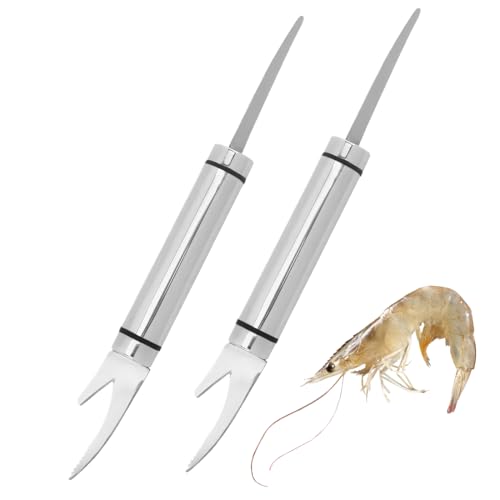 2 Pezzi Shrimp Peeler, Multifunctional Shrimp Line Fish Maw Knife, Coltello per Gamberi in Acciaio Inox, Forbici di Gamberetti Sbucciati per Prodotti Come Gamberi e Pesce