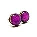 Stud Earrings, African Violet Purple 10 mm Round Studs for Women Girls Men, Handmade Stainless Steel Posts for Sensitive Ears, Color Dot
