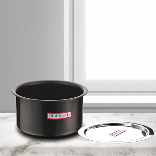Image of Imperial Black Hard Anodised 3 Litre Induction Base /LPG Gas Stove Friendly Kitchen Cookware Tope /Container /Patila /Tapeli /Bhagona for Cooking & Serving (Tope with Lid, 3 Litre)