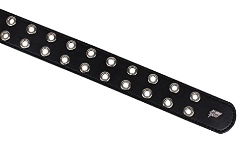 Lowlife Duplici Vegan Double Eyelet Faux Leather Belt in Black & Silver4