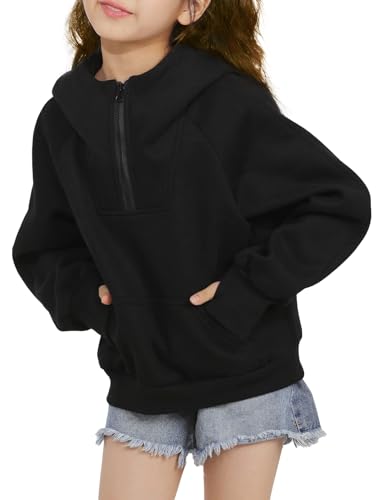 Girls' Hoodies Sweatshirts Half Zipper Fleece Pullover Crop Tops for Teen Girls Long Sleeve Sweater Thumb Hole2