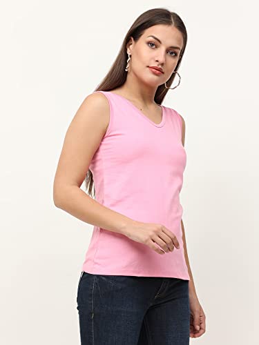 Image of Ecoline Clothing Eco-Friendly Women's Cotton Regular Fit Dual V Neck /Round Neck Tank Top, Yellow, Large