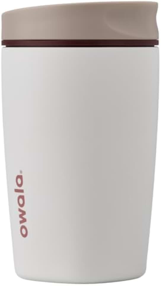 SmoothSip Slider Insulated Stainless Steel Coffee Tumbler, Reusable Iced Coffee Cup, Hot Coffee Travel Mug, BPA Free 12 oz, Vanill