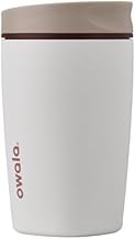 Owala SmoothSip Slider Insulated Stainless Steel Coffee Tumbler, Reusable Iced Coffee Cup, Hot Coffee Travel Mug, BPA Free 12 oz, Vanilla Bean