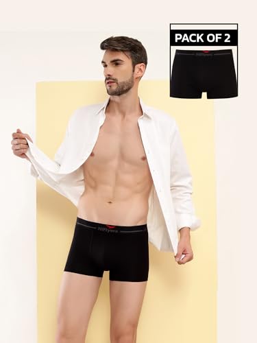 Image of HiFlyers Men's Cotton Spandex Odour-Free, Long Lasting Comfort, All Day Fresh and Confidence Dark Knight Collection Solid Trunks