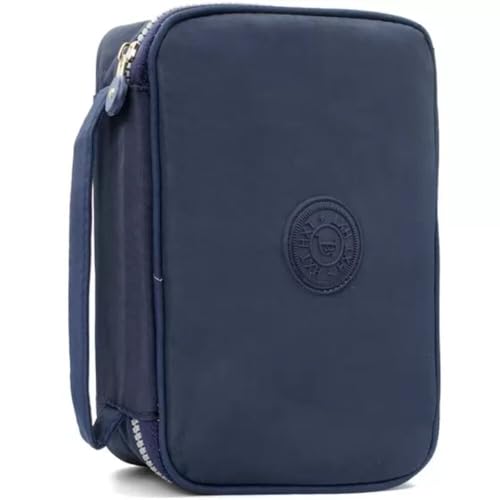 Estojo escolar grande para 100 lapis em Nylon com 25 elasticos (Azul)