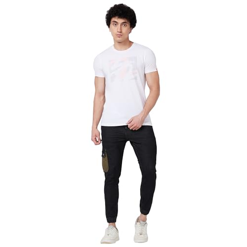 Image of Spykar Men's Slim Fit Round Neck Half Sleeve Solid Casual T-Shirt