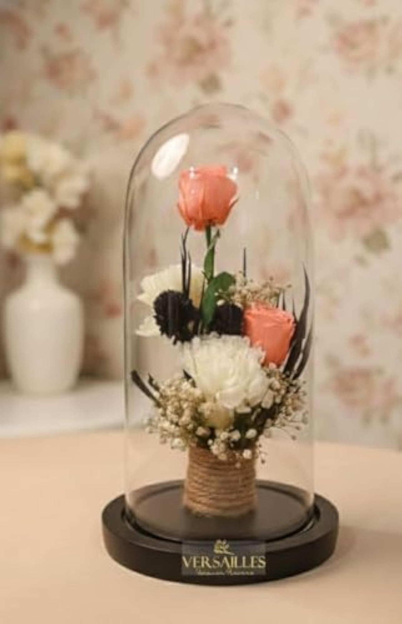 Preserved Pink Rose in Glass Dome Gift