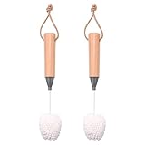 KJKVIVH Spazzola per la pulizia dei bicchieri da vino, per flauto e calici, antigraffio, in schiuma, con manici in legno, 2 pezzi