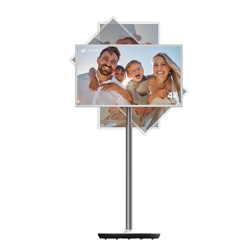 Image of Veout 32" 4K Home Portable TV on Wheels, Smart Wireless Portable Monitor with Touch Screen, Android System, Built in Battery and Remote Control