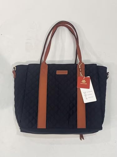 Image of LOVEVOOK Teacher Tote Bag for Women, Quilted Work Tote Nurse Laptop Bag, Large Computer Shoulder Bags with Zipper for Travel