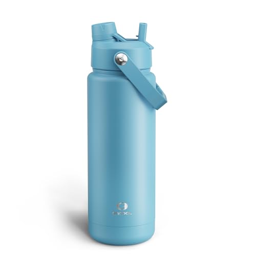 Image of ENCOOL Insulated Water Bottle with Straw Stainless Steel Water Bottle, Leak-Proof, BPA-Free, Double Wall Vacuum Keeps Cold for 24 Hours for Sports, Travel, School (32 oz, Pewter Blue)