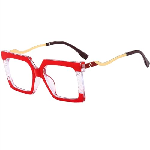 Lunettes de vue à grande monture carrée rouge pour affirmer votre style au bureau