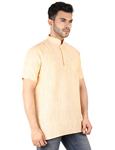 Image of LATEST CHIKAN Men's Cotton Regular Casual Strped Short Kurta Half Sleeves - (SK-LJ.DS.AS)