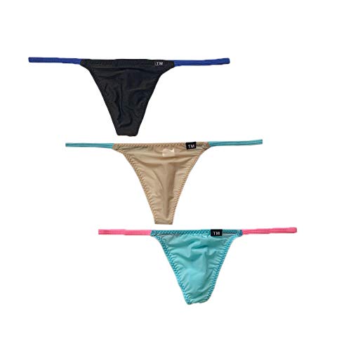 Mens Low Rise G-String Thong 3 Pack Bikini Briefs Bulge Thong