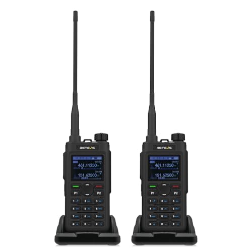 Retevis C62 Radio de Mano, Ham Radio Recargable para Adultos, Radio Bidireccional de Alta Potencia y Largo Alcance, Linterna, 2000 mAh, para Senderismo, Caza y Acampada (Paquete de 2 en)