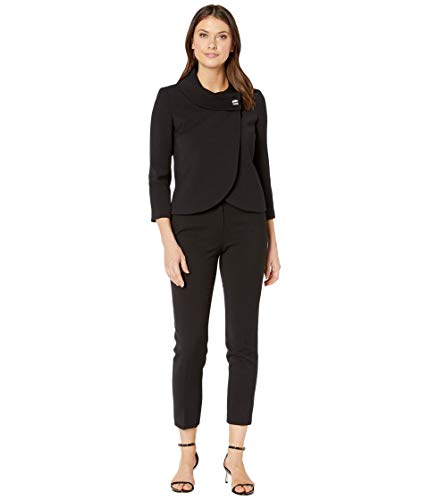 Tahari by ASL Wrap Jacket and Ankle Pants Set Black 18