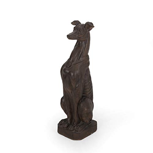 Estatua de perro galgo marrón oscuro miniatura 2