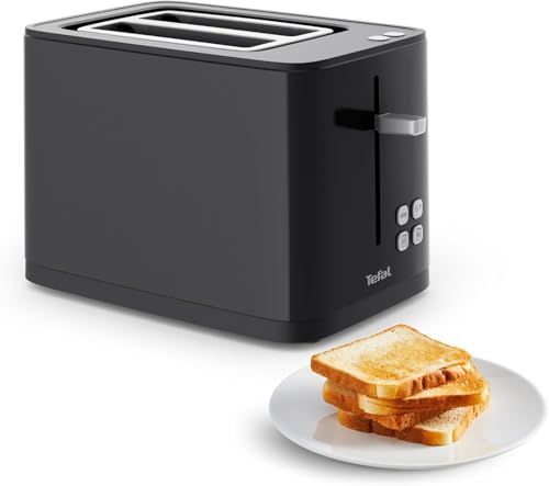 Tefal Digitaler Edelstahl-Toaster – Für perfekt gebräunte Toastscheiben auf Knopfdruck, 7 Bräunungsstufen, Favoritenfunktion & Digitalanzeige, gleichmäßige Hitze, Auftaufunktion & Design für Genießer