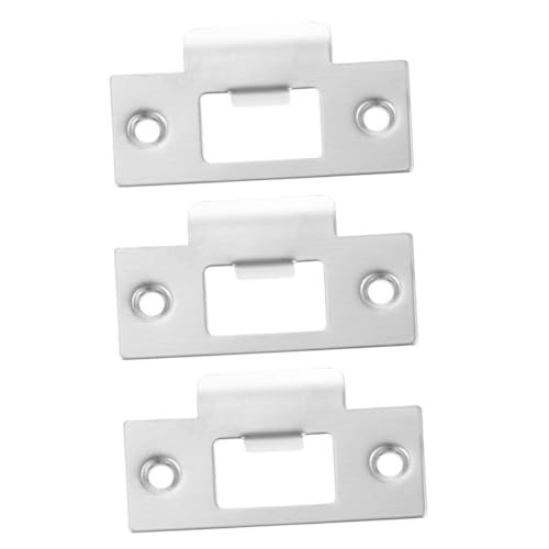 SOIMISS Juego de 3 Placas de Refuerzo para Puertas de Acero Inoxidable Cubiertas para Orificios y Cierre de Cerrojo Resistentes y Lisas Kit de Reparación para Uso Residencial y
