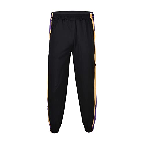 Generic Men's Tear Basketball Pants Casual High Split Snap Button Cotton Post- Sweatpants with Pockets2