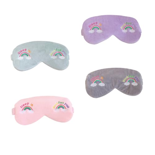 GRADENEVE 4個 子供用レインボーアイマスク sleeping mask sleep mask ブロックアウトアイカバー 女の子のための目隠し 眼帯 女の子用ヘッドバンド レインボーアイカバー