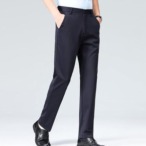 Men's High Waisted Dress Pants Elastic Waist Classic Stretch Flat Front Trousers Formal Casual Work Business Pants4