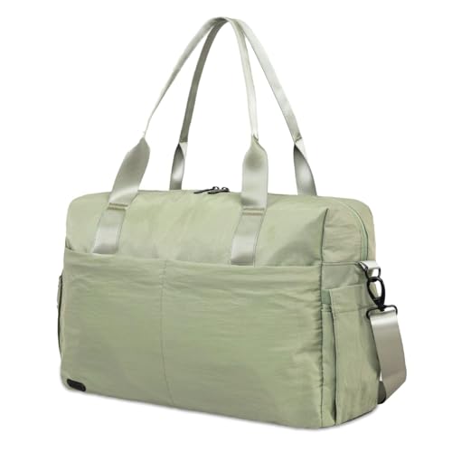 Image of Jadyn Austin Carry-On Travel Duffel Bag for Women, 18 inch Weekender Bag with Laptop Sleeve, Durable Material, and Trolley Sleeve, Ideal for Work, Gym, and Overnight Trips, Dusty Green, 23L