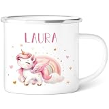 GRAVURZEILE Emaille Tasse - Kindermotive - Einhorn