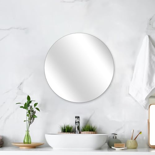 DRERIO 25 cm Selbstklebender Spiegel Rund, HD Rahmenloser Glas Spiegel, Klebespiegel für Wand & Tisch, ideal für Wohnzimmer, Schlafzimmer, Flur, DIY