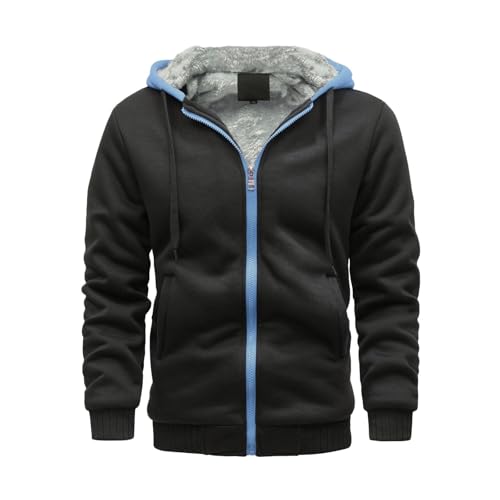 Ymosrh Men's Sweatshirt Casual Hoodies, Fall Winter Long Sleeve Zip Up Fleece Lined Hooded Sweatshirts Pullover, L-5XL