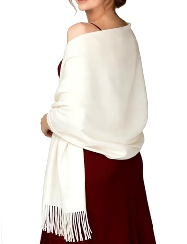 EASE LEAP Pashmina Regalo Boda Invitados Bufanda De Invierno Para Mujer Chal Fiesta Suave Grueso para Mujeres Estolas 200X82cm（Blanco）