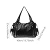 Sac à main vintage pour femme, Sac à bandoulière pour Femme avec Multi-Poches, sac fourre tout en Cuir PU, Sac messager, Pour l'école, les voyages (Noir) #5