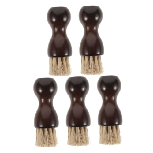 BESPORTBLE 5 pièces Lot de Brosses à Chaussures CRIN de Cheval Kit Portable pour Nettoyage Rapide et Polissage des Manche Ergonomique pour Entretien Cuir et Autres Matériaux