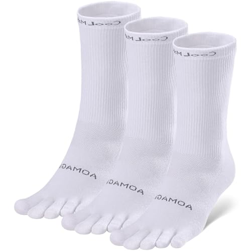 Toe Socks Liner Crew Socks for Men Women Cool-max Running Socks 3 Pairs Five Finger Socks