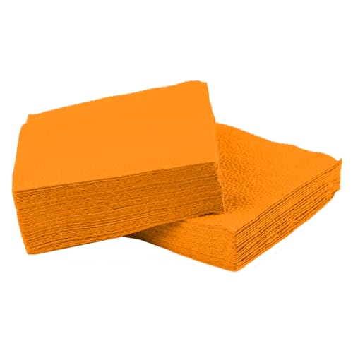 Serviettes de table orange – 100–4 plis 2 plis, 33 cm x 33 cm, durables, solides et élégantes pour fêtes et événements