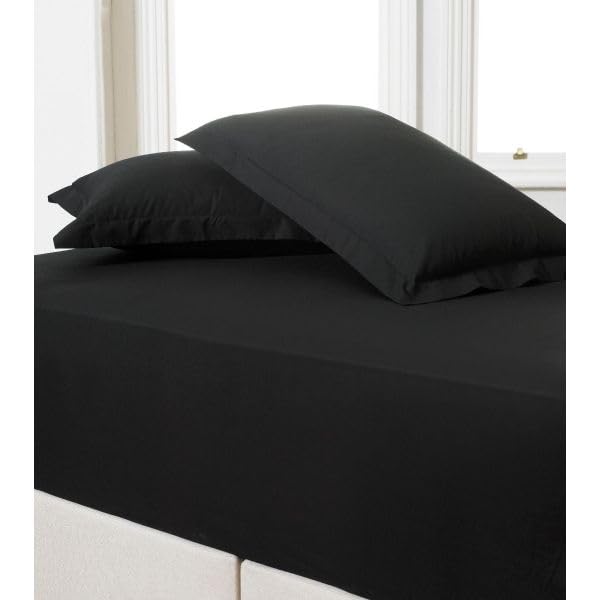 George 180 Thread Count Easy Care Fitted Sheet 30 Cm Deep (Black, SuperKing W183 x L200 Cm)