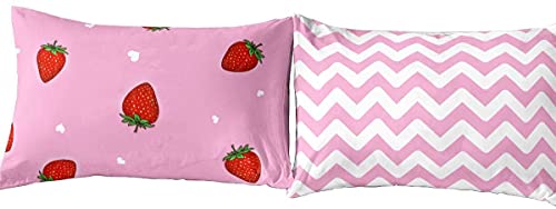 Loussiesd - Pack of 2 Soft Microfiber Pillow Cases with Strawberry Kawaii 20" x 30", Multicolored 03, 50*75cm*2 - Image 2