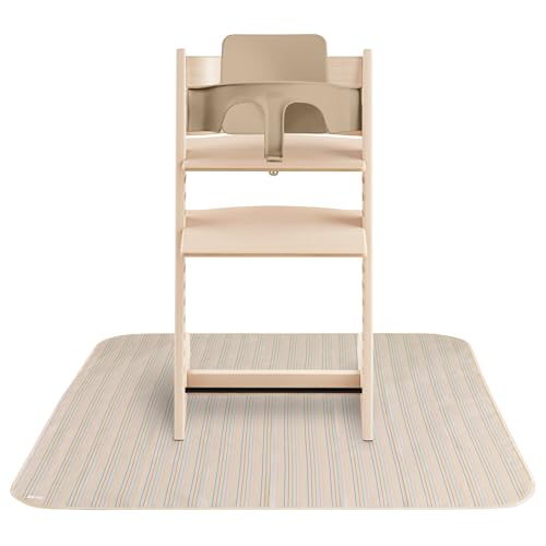 Image of mushie Baby Splat Mat 42.5x42.5 Inch (Retro Stripes) | Water Resistant for Under High Chair and Infant Play