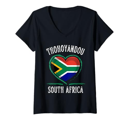 Mujer South Africa Flag Heart Thohoyandou City Camiseta Cuello V