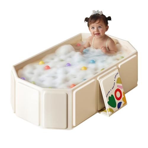 Baignoire Pliable pour Bébé et Enfant, Portable et Économisante en Espace, Convient de 0 à 8 Ans, Baignoire Multifonctionnelle avec Bouchon de Drain, Parfaite pour...