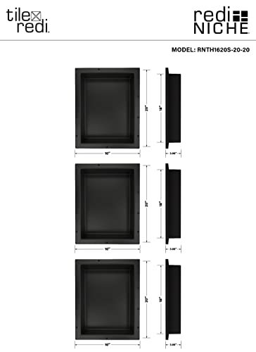 Redi Niche Triple Niche Recessed Shower Shelf- Black, Three Inner Shelves, 48-Inch Width X 20-Inch Height X 4-Inch Depth #TOP2