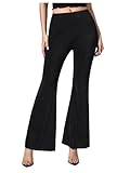 GORGLITTER Women's Sparkly Flare Leggings Bell Bottom High Waisted Skinny Clubwear Pants Black XS