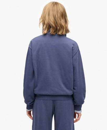 Superdry Pull avec logo Essential pour femme avec coloration par pièce et demi fermeture éclair Bleu marine 44