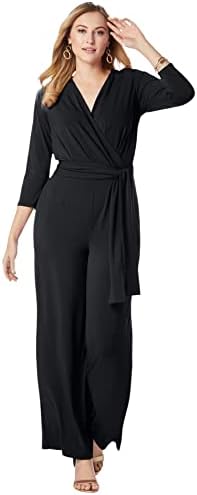 Jessica London Women's Plus Size Wide Leg Jumpsuit - 12, Black
